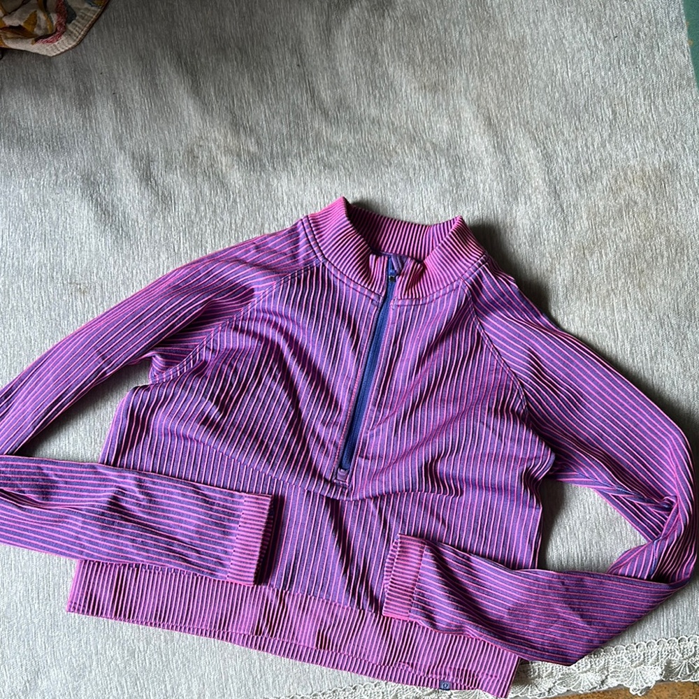Lululemon Pink and Purple Striped Half-Zip Pullover